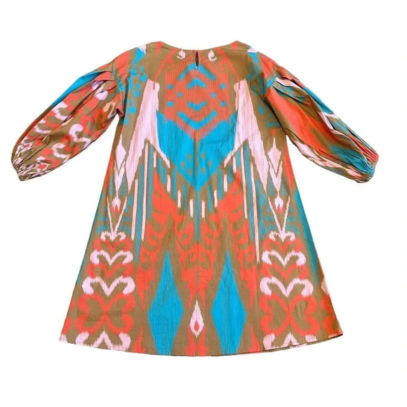 Sheridan French Madison Dress Caramel Ikat Print Bold Boho Flowy Size XS Women's - Picture 9 of 15